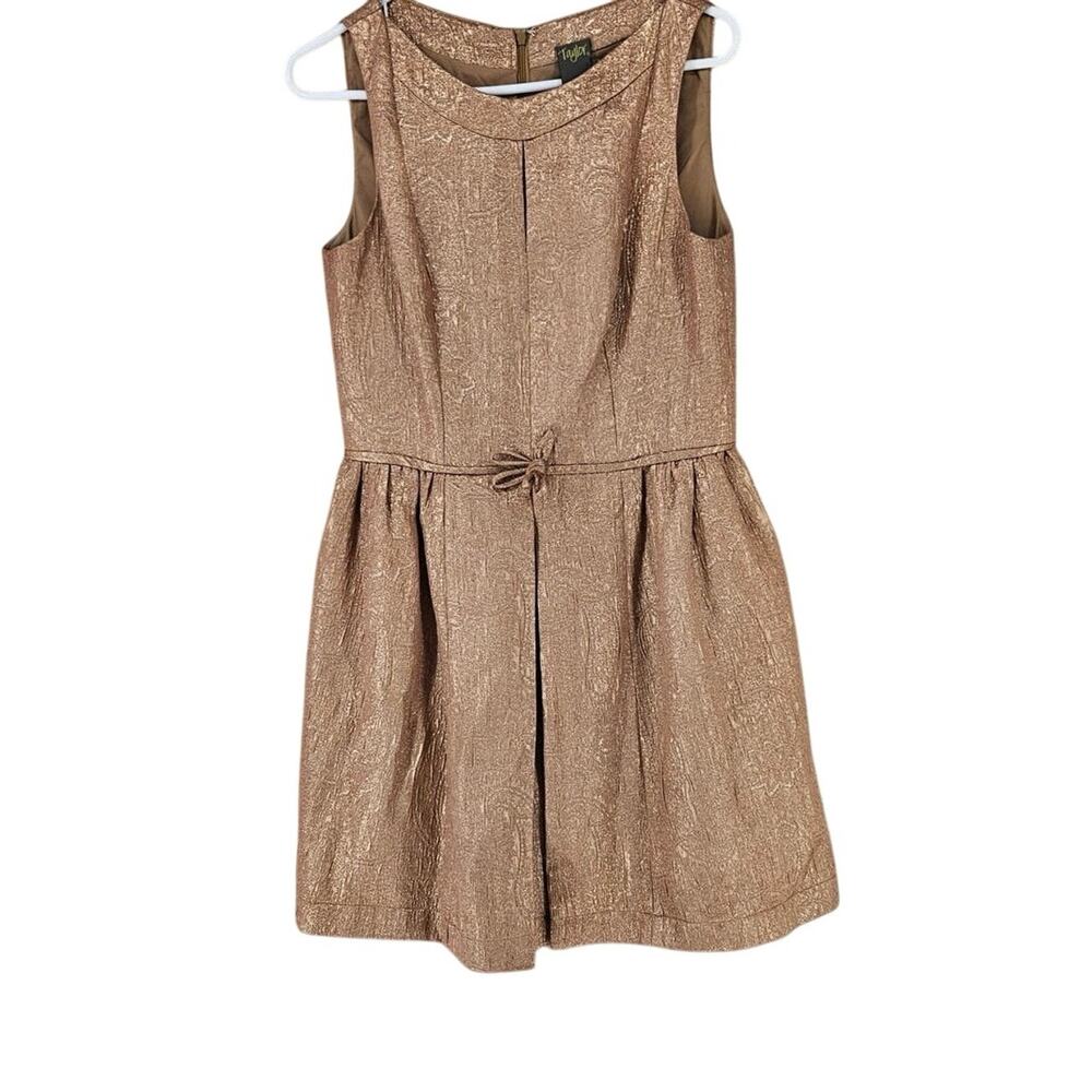 Anthropologie Taylor Metallic Gold Fit & Flare Dress Woman's 8 Holiday Hoco‎